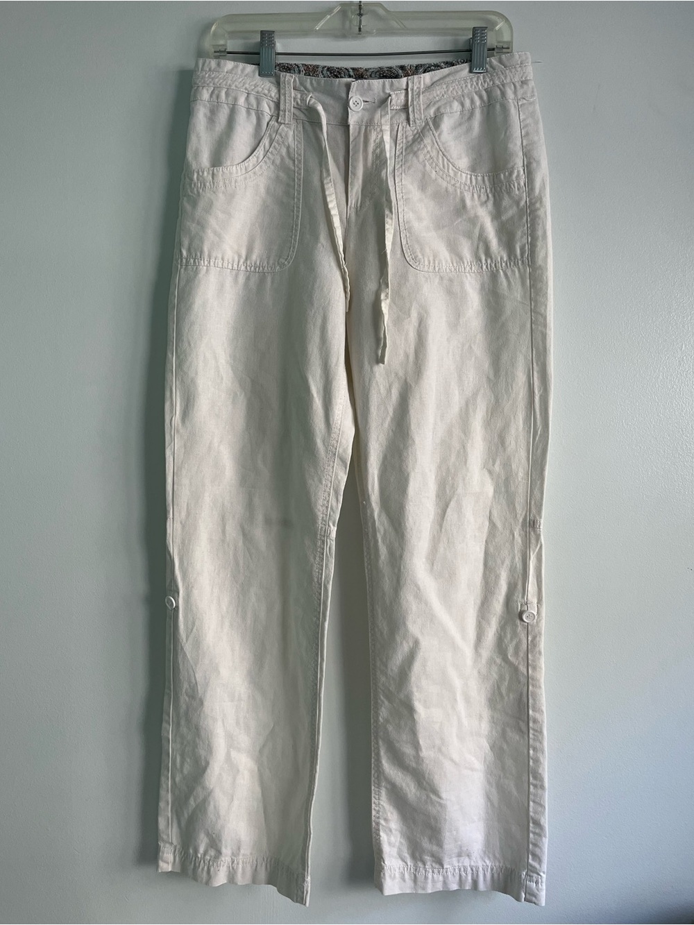 Y2K Linen Blend Blue Epic White Utility Style Pants Size M